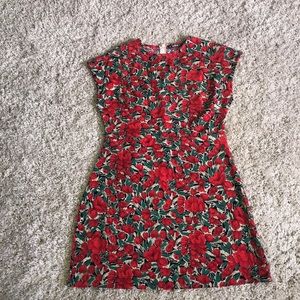 Red flowered dress